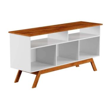 Imagem de Rack Amsterdã Branco e Mel 140 cm - Tebarrot