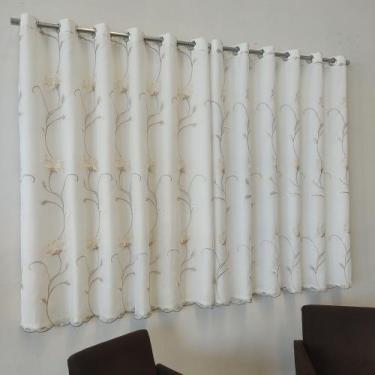 Imagem de Cortina Voil Bordado Com Forro Microfibra P/Varão 3,00x1,80 - Salvatex