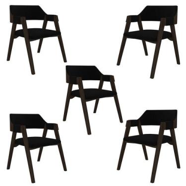 Imagem de Kit 5 Cadeiras Sala de Jantar e Jogos Carteados Madeira Maciça Poker V