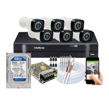 Imagem de Kit Cftv 6 Câmeras Segurança Hd 720p + Dvr Mhdx Multi Hd Intelbras + H