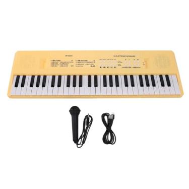 Imagem de Piano Com Teclado Eletrônico de 54 Teclas, Piano Infantil Portátil Com Microfone, USB ou Alimentado por Bateria, Brinquedo de Inteligência Musical para Crianças (YELLOW)