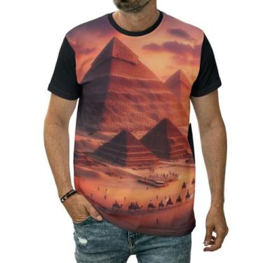 Imagem de Camiseta Pirâmides De Saqqara Ao Pôr Do Sol Faraó Djoser - Darkwood, P