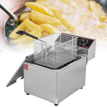 Imagem de Fritadeira compacta com filtro de cesta, tamanho jumbo, temperatura ajustável, perfeita para frango frito, camarão, batatas fritas e muito mais, recipiente de óleo removível, restaurante