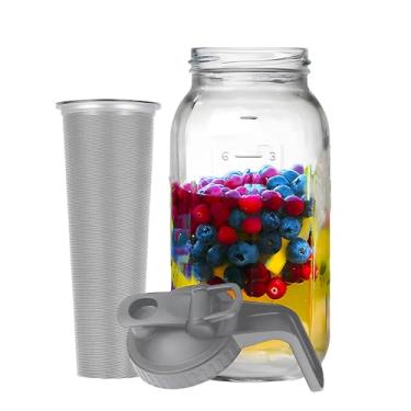 Imagem de Jarra de Vidro de 64 Onças Com Tampa de Boca Larga, Jarra de Vidro à Prova de Vazamento de Grande Capacidade Com Tampa de Filtro Jarra de Fermentação Fria, água de Vidro para (#2)