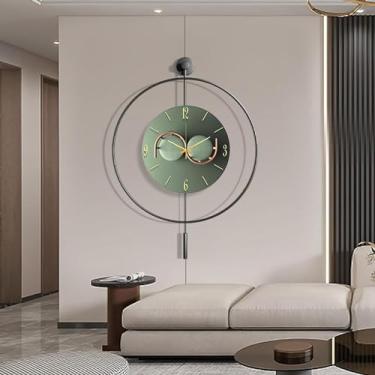 Imagem de Relógio de parede grande para decoração de sala de estar, relógios de parede modernos decorativos operados por bateria, relógio grande silencioso sem tique-taque com pêndulo para quarto, cozinha,
