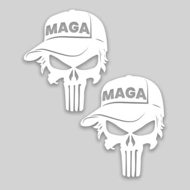 Imagem de eDesign Adesivo de vinil MAGA Trump Justiceiro Caveira Trumpisher - 10 cm - Adesivos Trump para carro, caminhão, van, janela, para-choque, laptop, tablet, copo, garrafa de água e qualquer superfície
