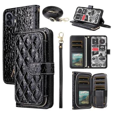 Imagem de Furiet Argyle Capa carteira para celular Nothing Phone 2 com tiracolo/alça de pulso Luxuosa couro PU suporte com zíper bolsa à prova de choque porta-cartões capa para celular para duas mulheres homens