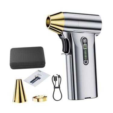 Imagem de UxicRuya Ventilador portátil de mão Ventilador pessoal 130000 RPM Espanador de ar elétrico recarregável para limpeza de teclado Manutenção de carro, Prata