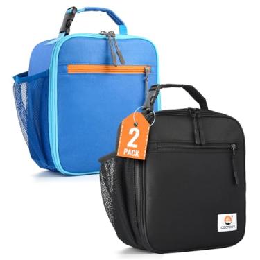Imagem de Lancheira infantil CaCTOUR, 2 pacotes de lancheira isolada para meninas e meninos, bolsa macia, mini cooler, lancheira térmica volta às aulas reutilizável para piquenique de trabalho e escola (azul e