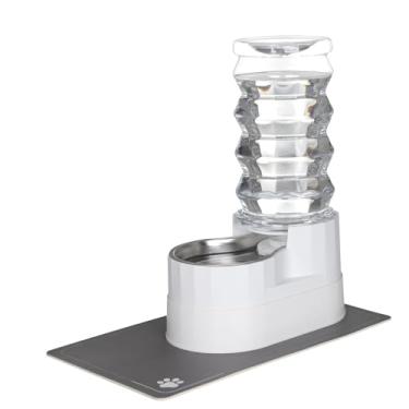 Imagem de RIZZARI Dispensador de água grande para cães: bebedouro automático de aço inoxidável branco gravidade 8L - 100% livre de BPA - Alimentador elevado para cães de estimação interno/externo