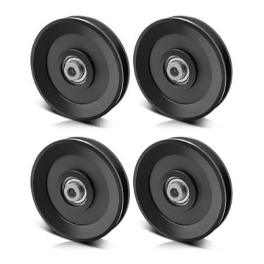 Imagem de ULZOZN Roda de polia de 115 mm/11,4 cm para máquina de cabo de ginástica em casa, sistema de elevação de máquina Smith para garagem, polia de academia, acessório de polia de rolamento de nylon