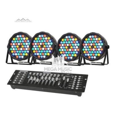 Imagem de Kit 4 Canhão Refletor Par Led 54 Led 3w Rgbwa Dmx + Mesa Dmx - SHOWTEC