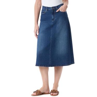 Imagem de Gloria Vanderbilt Saia feminina de cintura alta com 5 bolsos e zíper frontal padrão, Prato, 50