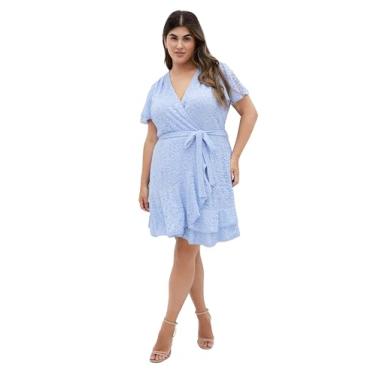 Imagem de City Chic Vestido feminino plus size - Mini renda doce, Azul-celeste, 48