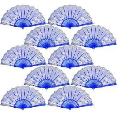 Imagem de QIRMIZI Pacote com 10 ventiladores dobráveis – ventiladores portáteis estilo espanhol, ventiladores de mão em massa para casamento, festa de chá, dança, igreja, apresentação, decorações de casa