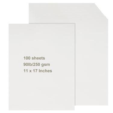 Imagem de 100 folhas de cartolina branca 28 x 43 cm, papel para scrapbook, 49,9 kg/300 g/m², papel grosso para cartões de papel-mesmo, artesanato, desenho, convites, menus, casamento