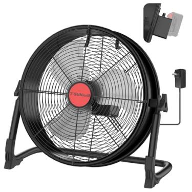Imagem de Ventilador de chão operado por bateria de 40,6 cm para bateria Milwaukee M18 de 18 V, ventilador portátil com adaptador CA e saída USB, metal industrial de alta velocidade, ventilador sem fio de