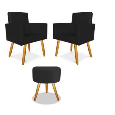 Imagem de Kit 2 Poltrona Nina  1 Puff Consultório Escritório Recepção quaro cama