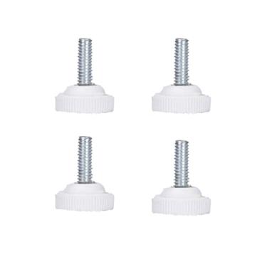 Imagem de Boxonly Pernas de móveis de plástico de ferro suporte de móveis pé fundo branco substituição pés niveladores ajustáveis pernas de mesa para armário de mesa sofá cadeira M8 x 28 mm x 19,3 mm 4 peças