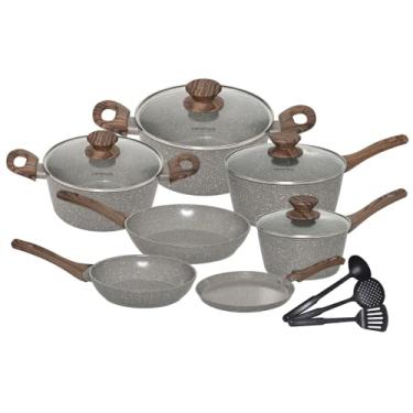 Imagem de Mimo Style Conjunto 7 panelas de indução + 3 acessórios, Aluminio, 2 camadas de revestimento cerâmico, 1 camada resistente à alta temperatura (Grafitto)