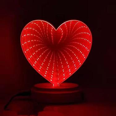 Imagem de AMOR Luz noturna de túnel de espelho, candeeiro LED infinito túnel LED Star Tunnel Lights 3D Mirror Infinity Night Lamp iluminada tenda noturna Decoração de parede para a casa (corações)