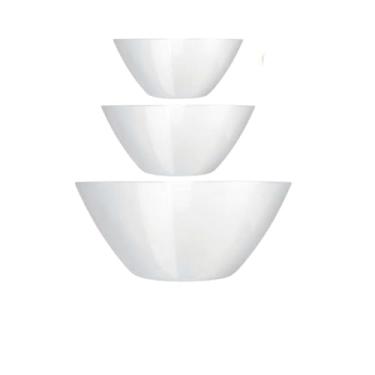 Imagem de Jogo 03 Saladeiras Cumbuca Vidro Branco 2,4L 840ML 390ML Redondo Bowl Caldo Petisco Mesa Posta(APENAS 1 TAM-G 2,4L)