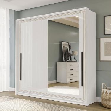 Imagem de Guarda-Roupa Casal Valência 2 Portas 2 Gavetas com Espelho Branco - Politorno