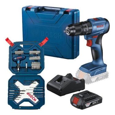 Imagem de Kit Furadeira Parafusadeira Impacto Gsb 185 Li Bosch 54 Pcs