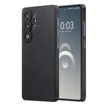 Imagem de pitaka Capa para Samsung Galaxy S25 Ultra, 6,9 polegadas, compatível com MagSafe, capa protetora S25 Ultra, feita de fibra de aramida 1500D [PinButton] preto/cinza