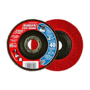 Imagem de Disco Diablo Steel Demon Flap com cubo padrão para metal, remoção rápida de material e polimento - Ultra grosso, grão 40, diâmetro de 4-1/5.1 cm, mandril de 7/20.3 cm, cubo tipo 29 - DCX045040N01F