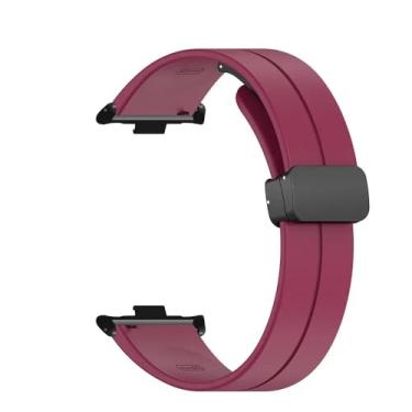 Imagem de Pulseira de Silicone para Redmi Watch 4, cinta inteligente de reposição com fecho magnético (Wine red)