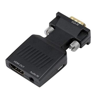 Imagem de Premium Cord Conversor VGA para HDMI com entrada de áudio e cabo de áudio, resolução Full HD 1080p 60Hz, conectores banhados a ouro, cor preta