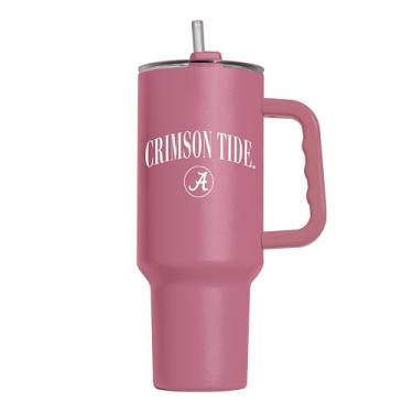 Imagem de Logo Brands NCAA Alabama Crimson Tide 1,134 g Cinch Berry Powder Coat Tumbler - Isolamento de parede dupla, canudo reutilizável, cabo robusto