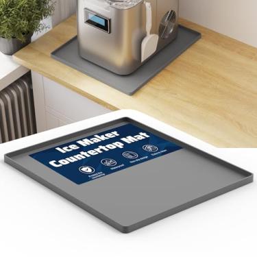 Imagem de Pearwow Tapete de bancada para máquina de gelo, tapete protetor de silicone para mini máquina de gelo portátil, bandeja de drenagem para máquina de gelo, à prova d'água com borda elevada evita