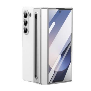 Imagem de HAO RIYLN Capa ultrafina para Samsung Galaxy Z Fold6, capa de couro antiarranhões, proteção à prova de choque, capa de negócios galvanizada, prata, Z FOLD6