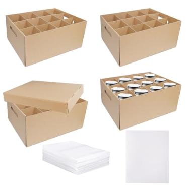 Imagem de SENONAPO 4 Peças De Potes Vidro Boca Larga Ou Regular Para Caixa Armazenamento 32 Oz Com Alças, Caixas Organizadoras Vidro, Recipientes Papelão Empilháveis Embalagem E Suprimentos Envio (Incluídos,