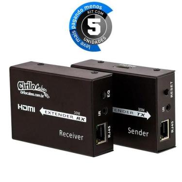 Imagem de Extensor Hdmi 30 Mt - Cat5E/Cat6 3D - 1080P - Kit 5 - Cirilo Cabos