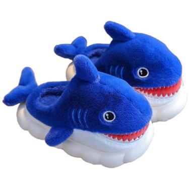 Imagem de AZCHEN Pantufas De Animais Para Mulheres E Homens, Tubarão Fofo, Aconchegante, Adulto, Casa, Algodão Felpudo (Azul, Feminino, 9, Alcance Digital, Sistema Calçados Dos Eua, 9,5, M (Médio))