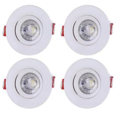 Imagem de Kit 4 Spots LED Redondo Embutir Teto 3W 6500K Branco Frio - TRAMONTINA