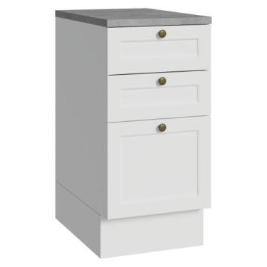 Imagem de Balcão De Cozinha 40 Cm 3 Gavetas Branco Vik Madesa Branco