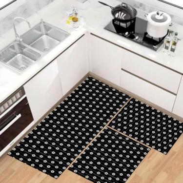 Imagem de Kit Tapete Passadeira de Cozinha Antiderrapante Absorvente (Flores)