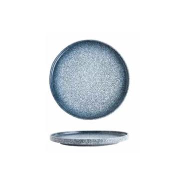 Imagem de Prato de comida ocidental de cerâmica retrô simples estilo japonês doméstico disco comercial de cerâmica grossa - prato de pizza de 20 cm - Lan Yun