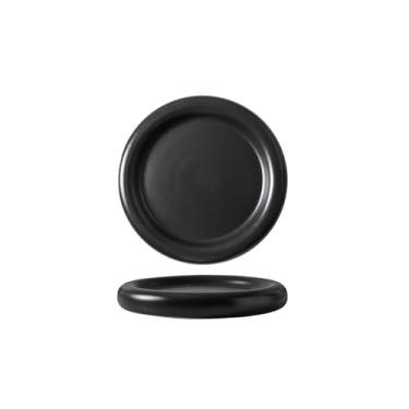 Imagem de Prato de espaguete grande fosco europeu criativo placa de cerâmica preta e branca grossa -20 cm preto fosco