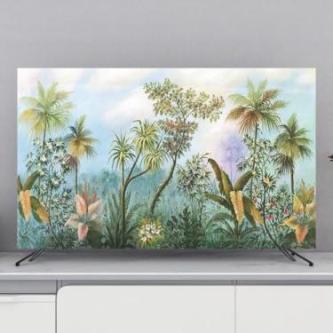 Imagem de Capa de TV Impressão Simples Capa à Prova de Poeira 32-80 Polegadas Protetor de Monitor para LCD LED Desktop/Pendurar/Desktop TV Protetores de Tela Universal de TV Decoração Interna Verde||40-43