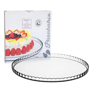 Imagem de Prato Para Bolo Sobremesas Maxi Patisserie Em Vidro Tortas Frios - Pas