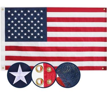 Imagem de JAMONT Bandeira Americana 4X6 Pés, Multiuso Resistente, 4 Ilhós De Latão, Estrelas Bordadas, Listras Costuradas, Padrão Americano Para Quarto, Sala, Pendurar Na Parede Interna