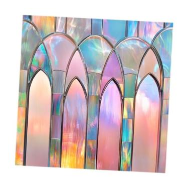 Imagem de Vaveren Adesivo de janela de arte, papel de parede colorido, exclusivo, adesivo de vidro de PVC para porta de chuveiro de restaurante, quarto e banheiro, Type a