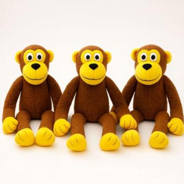 Imagem de KIT 3 Macacos de Pelúcia Grandes com Apito Pernas e Braços Longos Brinquedo para Cachorro