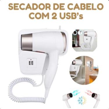 Imagem de Secador 110V Branco Compacto Tipo Hotel, Quente e Frio, Ideal para Ban