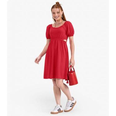 Imagem de Vestido Juvenil Curto em Molecotton Minty Vermelho, 14, Vermelho